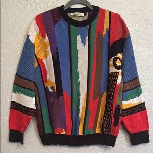 Vintage St. Croix La Femme Klee Colorful Abstract Men's Sweater size L